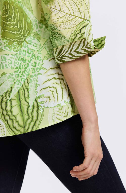 Foxcroft Agnes Mixed Palm Print Cotton Shirt In Green Multi