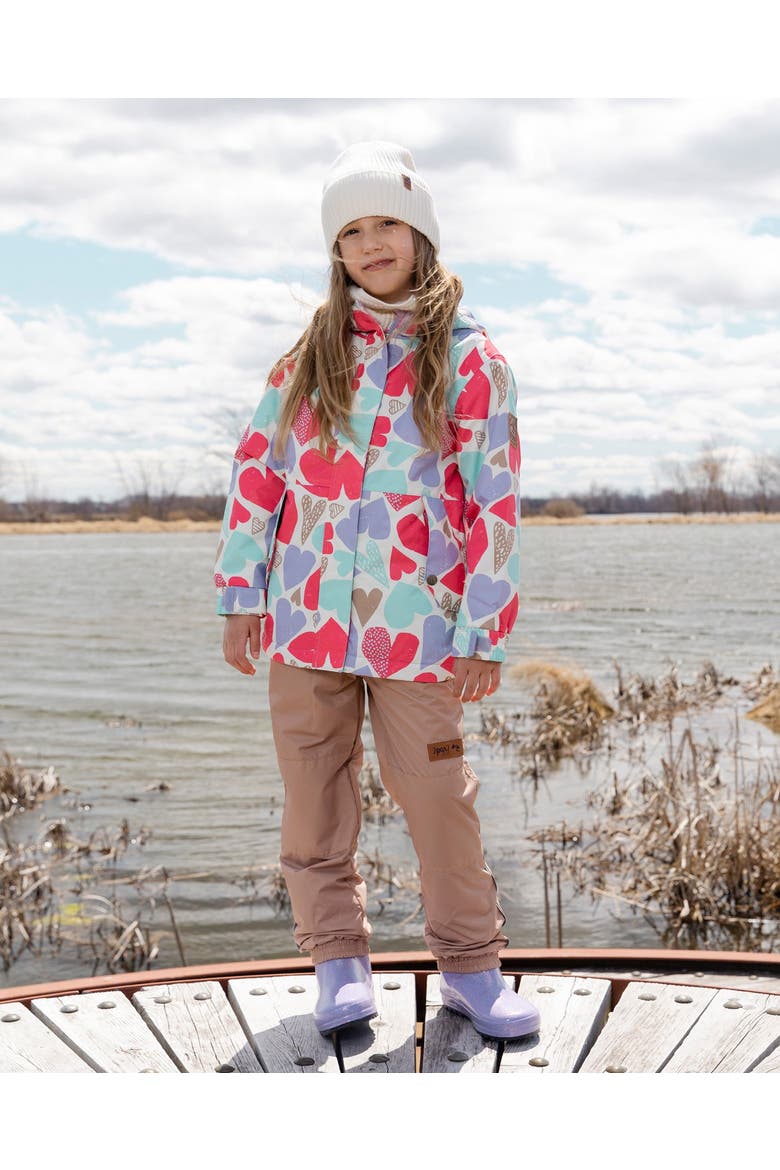 Two-Piece Mid-Season Heart Outerwear Set, Alternate, color, White Heart Print