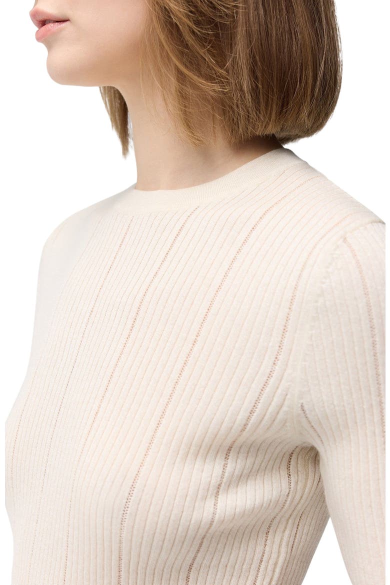Ajour-Knit Cashmere Silk Top, Alternate, color, whisper white