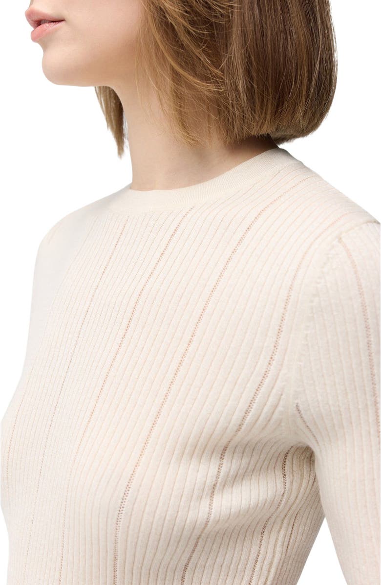 GOBI Mongolian Cashmere Ajour-Knit Cashmere Silk Top, Alternate, color, Whisper White