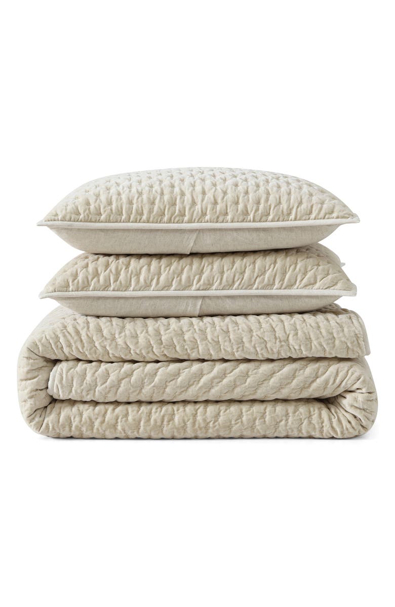 DKNY Pure Velvet Quilt & Shams Set, Main, color, Cream