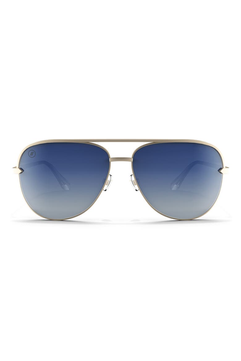 60.5mm Shadow Polarized Aviator Sunglasses, Main, color, MATTE GOLD