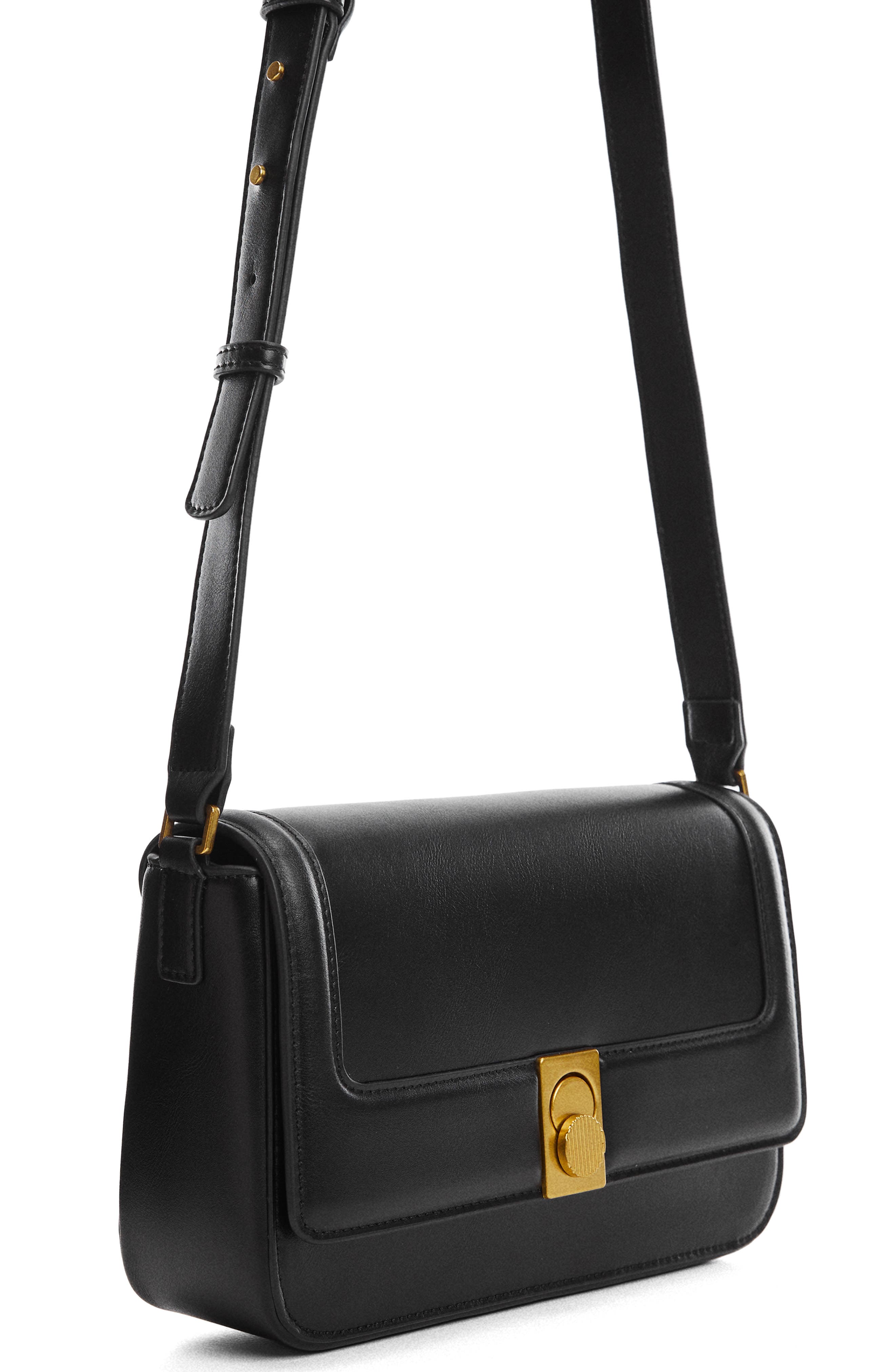 Faux Leather Crossbody Bag, Alternate, color, BLACK