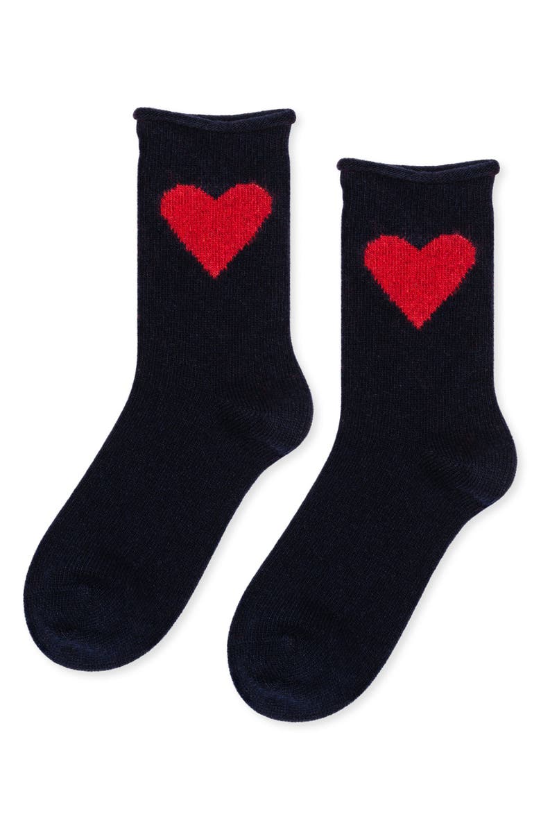 Hansel From Basel Love Cashmere Blend Crew Socks, Main, color, Navy