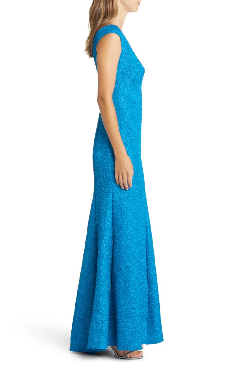 Tadashi Shoji Floral Jacquard Off the Shoulder Trumpet Gown, Alternate, color, 