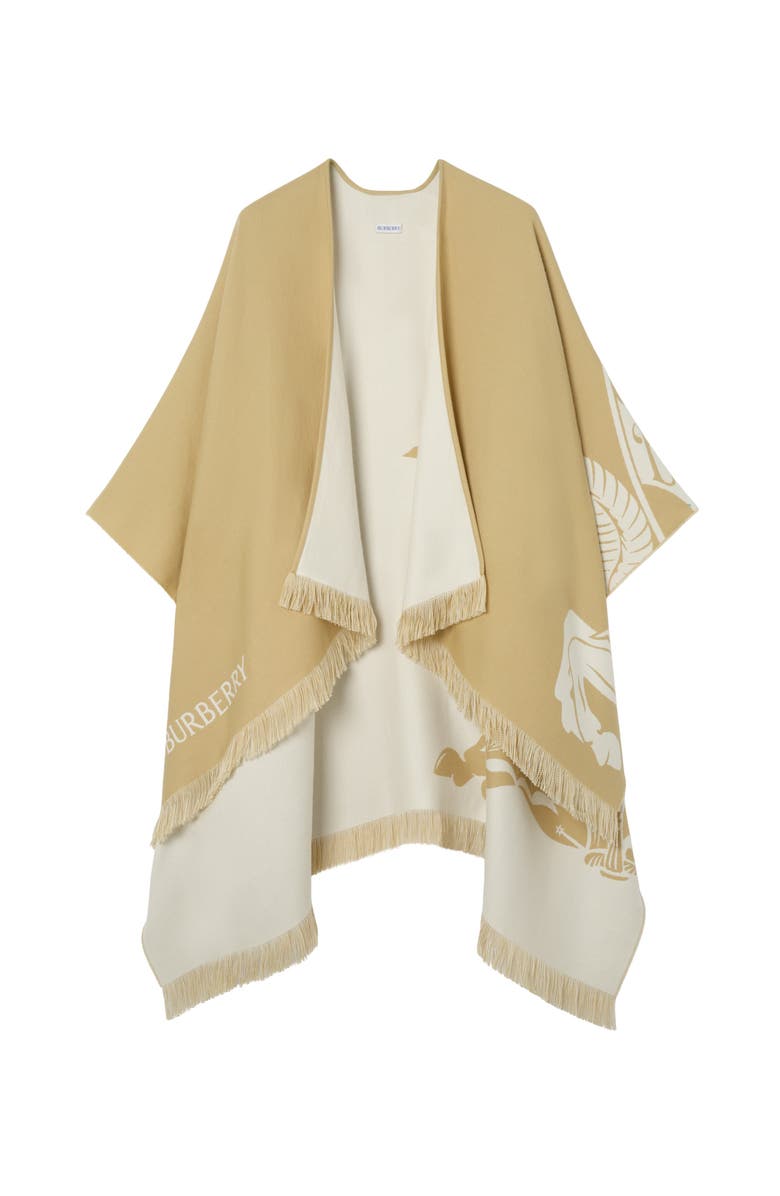 Burberry EKD Wool Silk Cashmere Cape, Main, color, Sand Beige