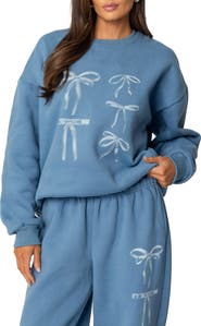 EDIKTED Bow Bliss Oversized Sweatshirt