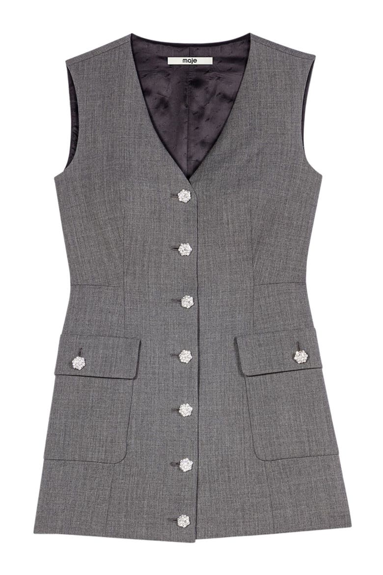 Jewel button tailored jumpsuit, Alternate, color, Grey