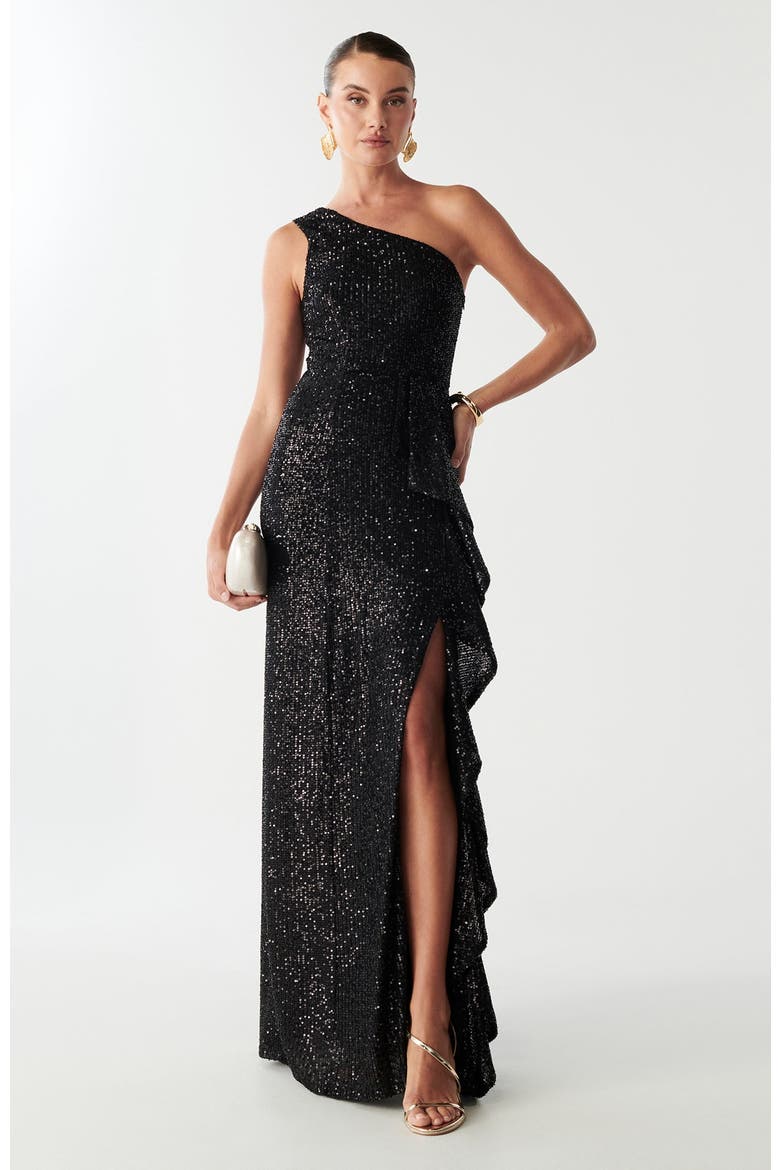 Catia Dress, Main, color, Black Sequin