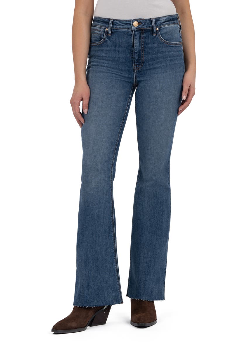 Stella High Waist Raw Hem Flare Jeans, Main, color, JOY