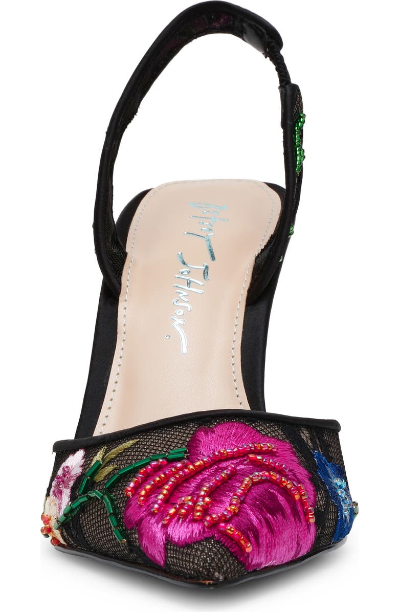 Betsey Johnson April Pointed Toe Slingback Pump, Alternate, color, Black Multi Floral