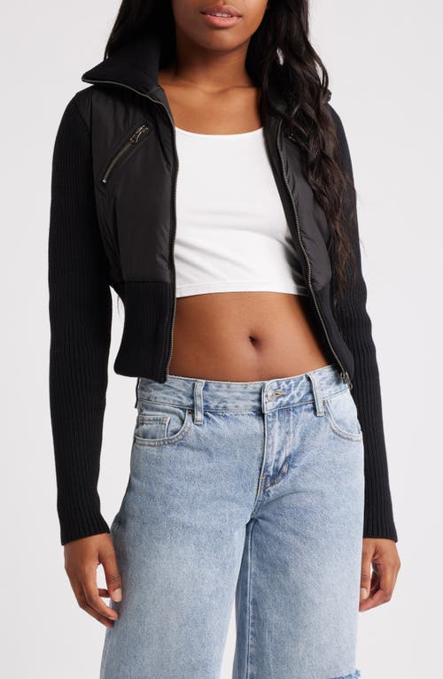 BDG Urban Outfitters Shrunken Mixed Media Jacket in Black 