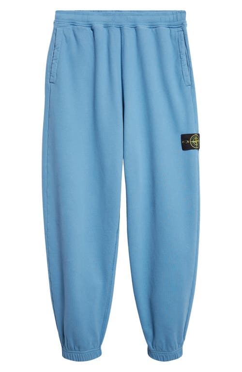 Stone Island Compass Patch Brushed Fleece Sweatpants In Blue