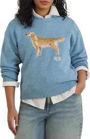 Lauren Ralph Lauren Golden Retriever Intarsia Cotton Sweater