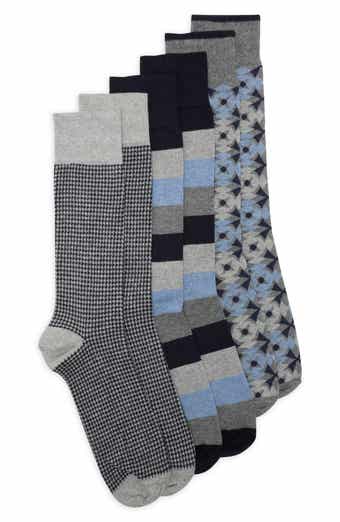 3-Pack Geo-Block Stripe Dress Socks<br /><br />3 PACK COTTON GEO-BLOCK STRIPE