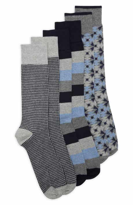 3-Pack Geo-Block Stripe Dress Socks<br /><br />3 PACK COTTON GEO-BLOCK STRIPE