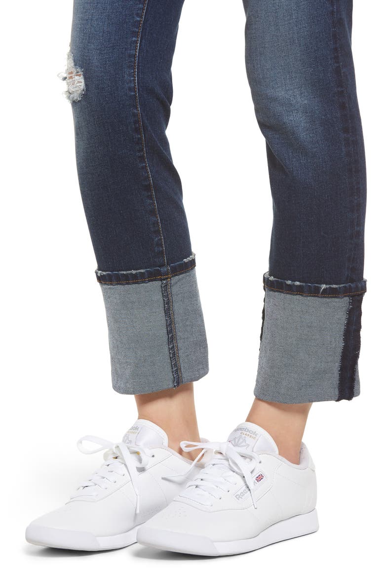 Cuffed Skinny Jeans, Alternate, color, DARK VINTAGE WASH