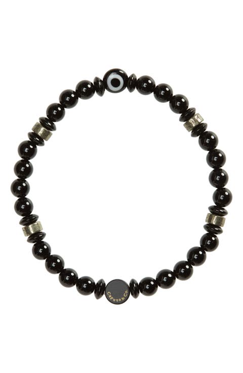 Men's Evil Eye Beaded Stretch Bracelet