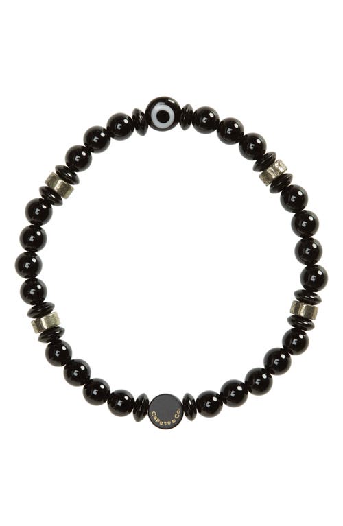 Caputo & Co Evil Eye Beaded Stretch Bracelet In Black