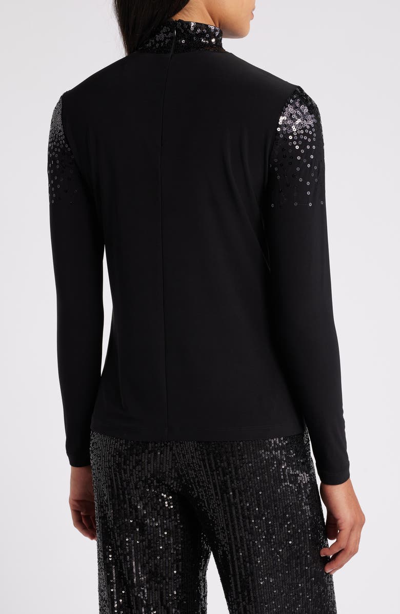 Anne Klein Cascading Sequin Turtleneck Top, Alternate, color,