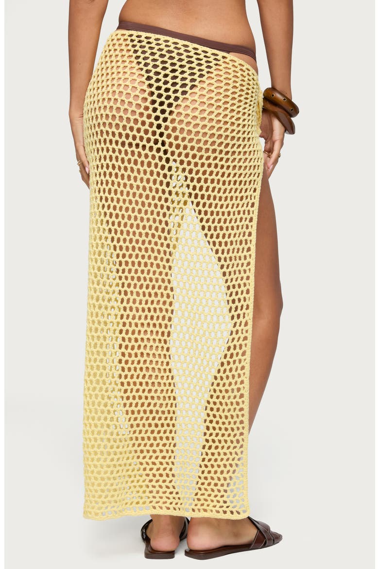Avigail Crochet Cotton Maxi Sarong, Alternate, color, YELLOW