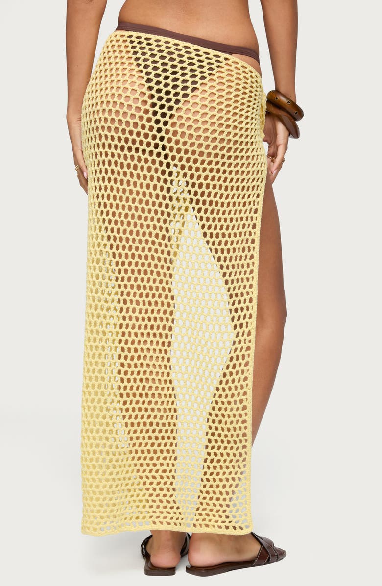 EDIKTED Avigail Crochet Cotton Maxi Sarong, Alternate, color, Yellow