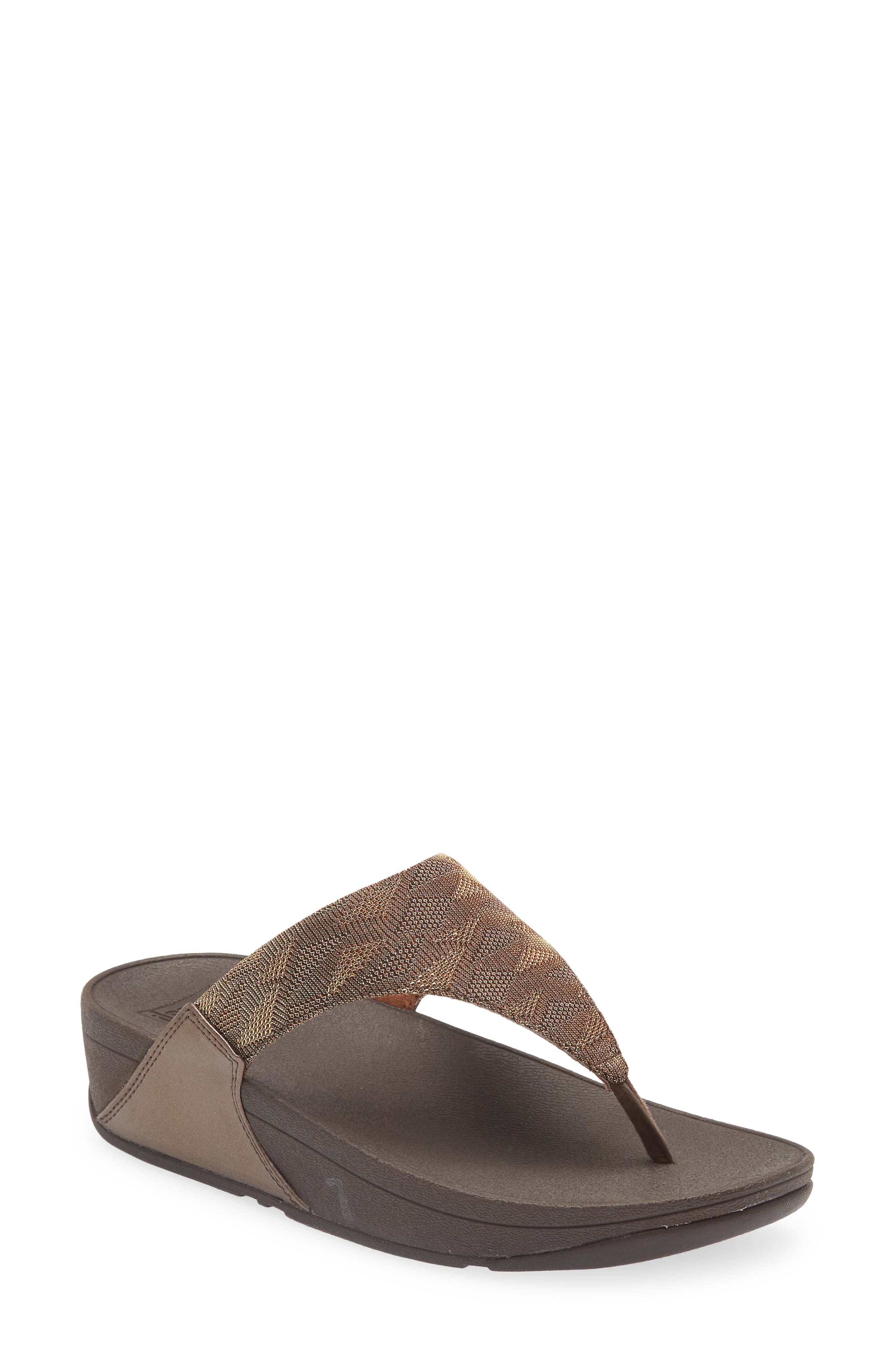 Lulu Glitz Toe Post Sandal, Main, color, CHOCOLATE METALLIC