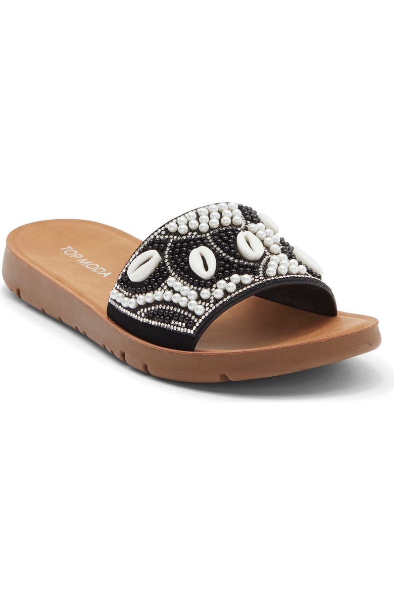 TOP MODA Northern Slide Sandal, Main, color, Black Nubuck
