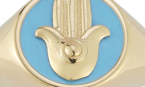 Ember Fine Jewelry 14k Gold Enamel Hamsa Signet Ring In Gold