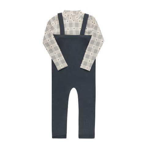 Cotton Floral Plaid Collection - Bodysuit + Overalls (Toddler, Little Kid & Big Kid)