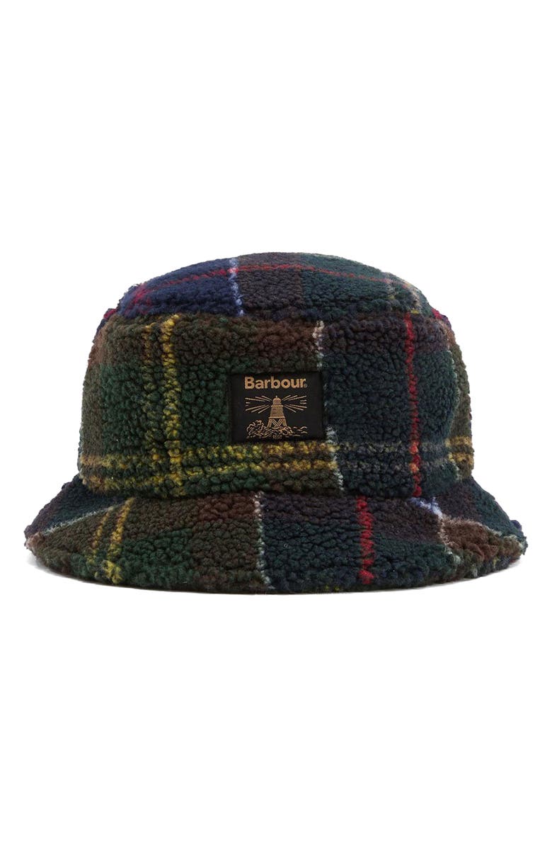 Barbour Field Tartan Fleece Bucket Hat, Main, color,