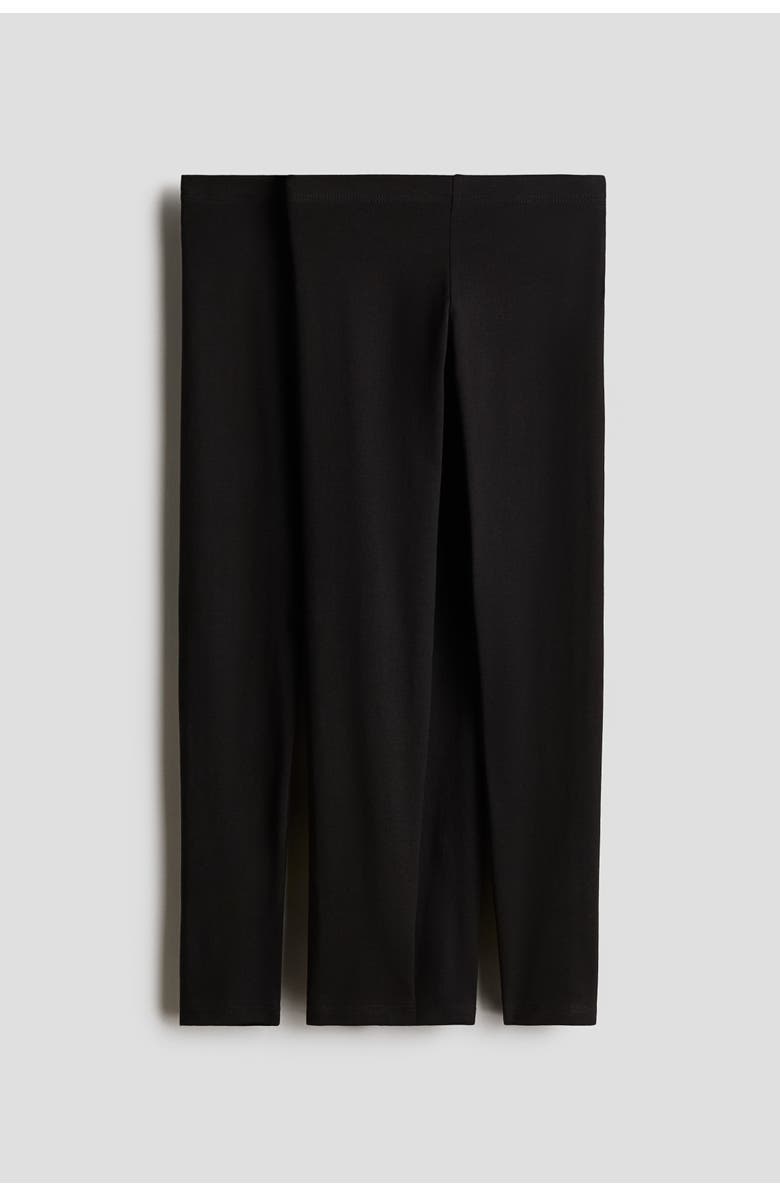 H&M 2-pack Cotton Leggings, Main, color, Black