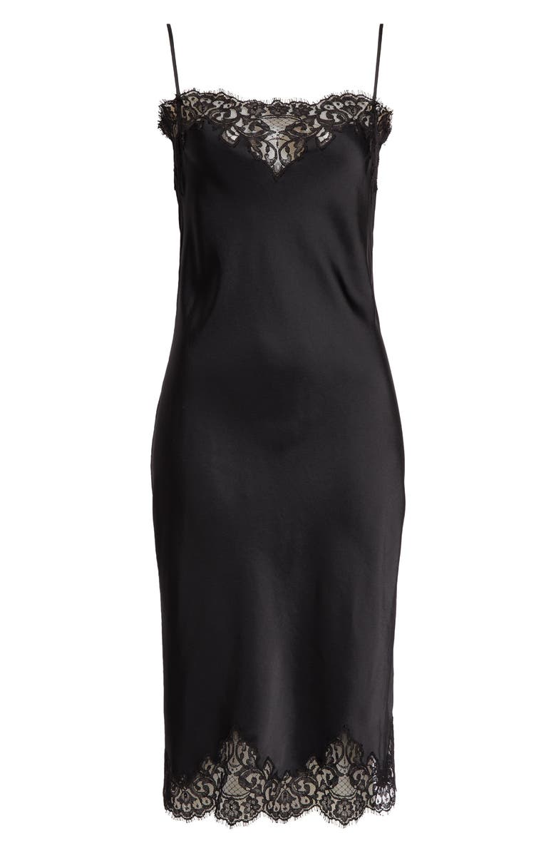 Stella McCartney Iconic Lace Trim Double Face Satin Dress, Alternate, color, 
