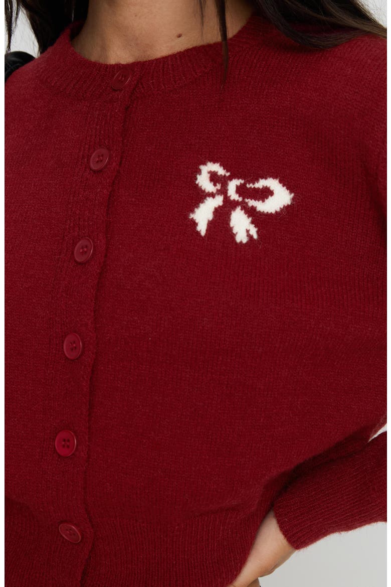 With a Bow Cardigan, Alternate, color, RED