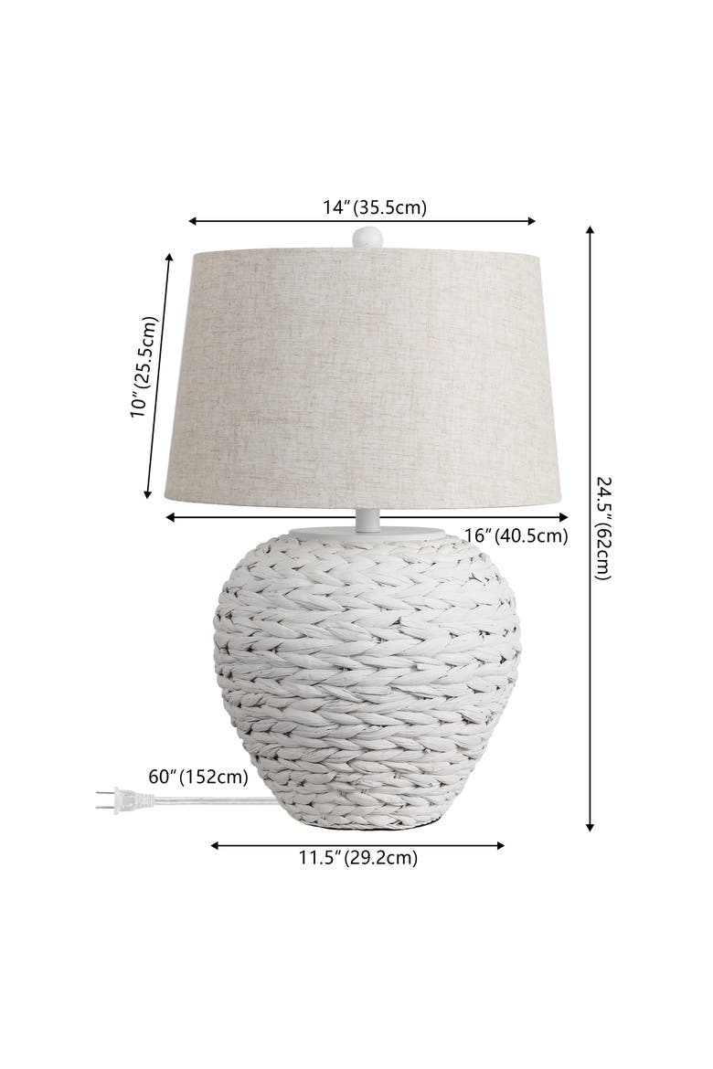 Alaro Farmhouse Coastal Water Hyacinth Basket LED Table Lamp, Alternate, color, White