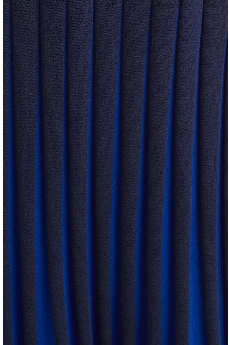Pleated Hem Long Sleeve Sweater Dress, Alternate, color, NAVY/ COBALT
