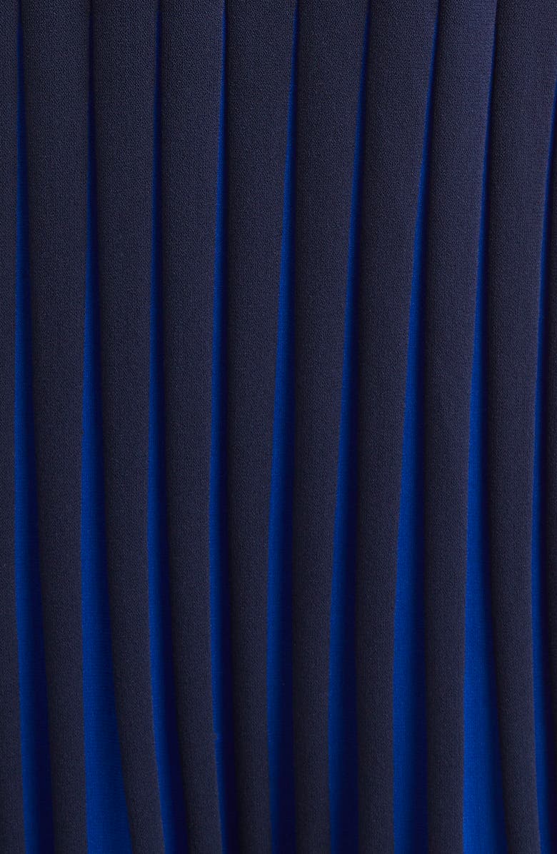 ST. JOHN Pleated Hem Long Sleeve Sweater Dress, Alternate, color, Navy/ Cobalt