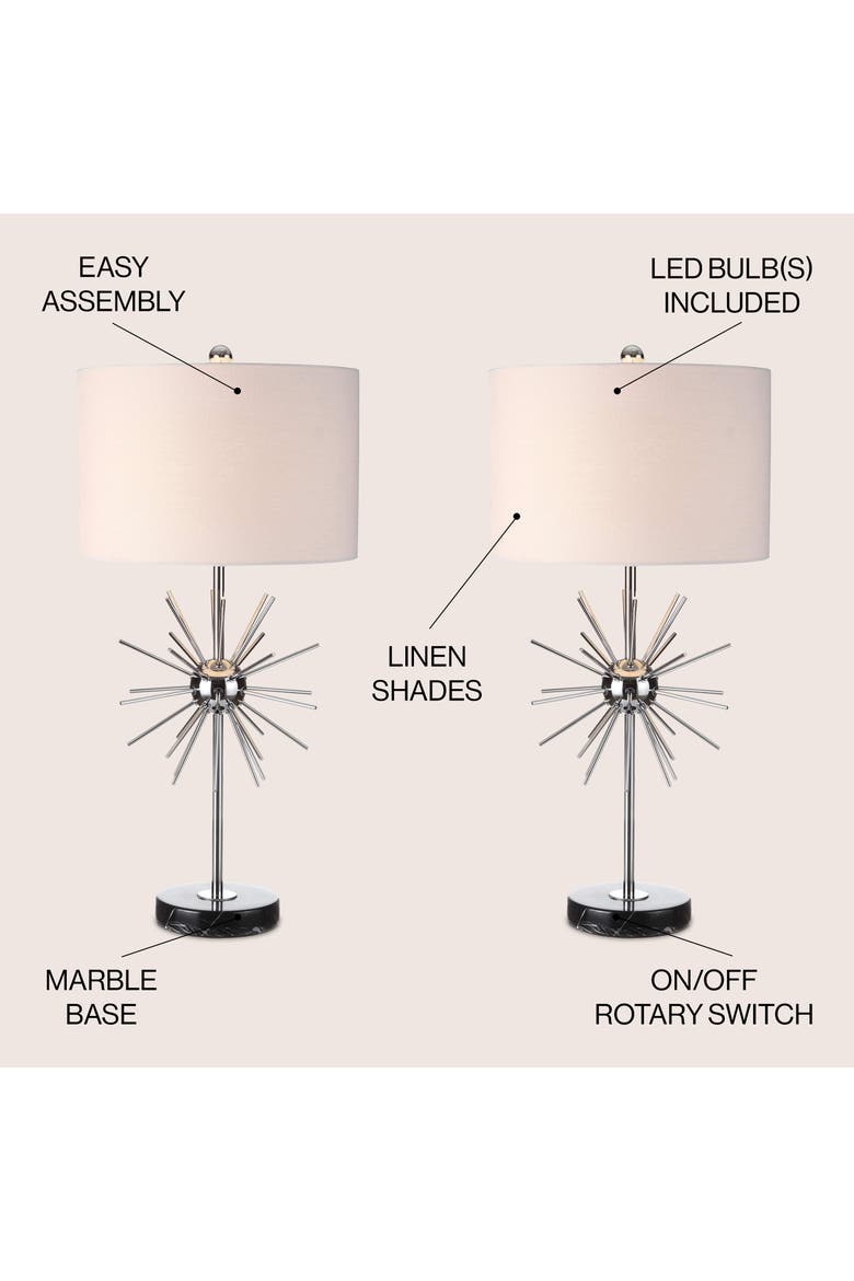 Aria 31.5" Metal/Marble LED Table Lamp, Chrome, Alternate, color, Chrome