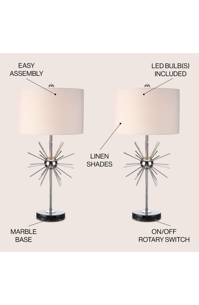 JONATHAN Y Aria 31.5" Metal/Marble LED Table Lamp, Chrome, Alternate, color, Chrome