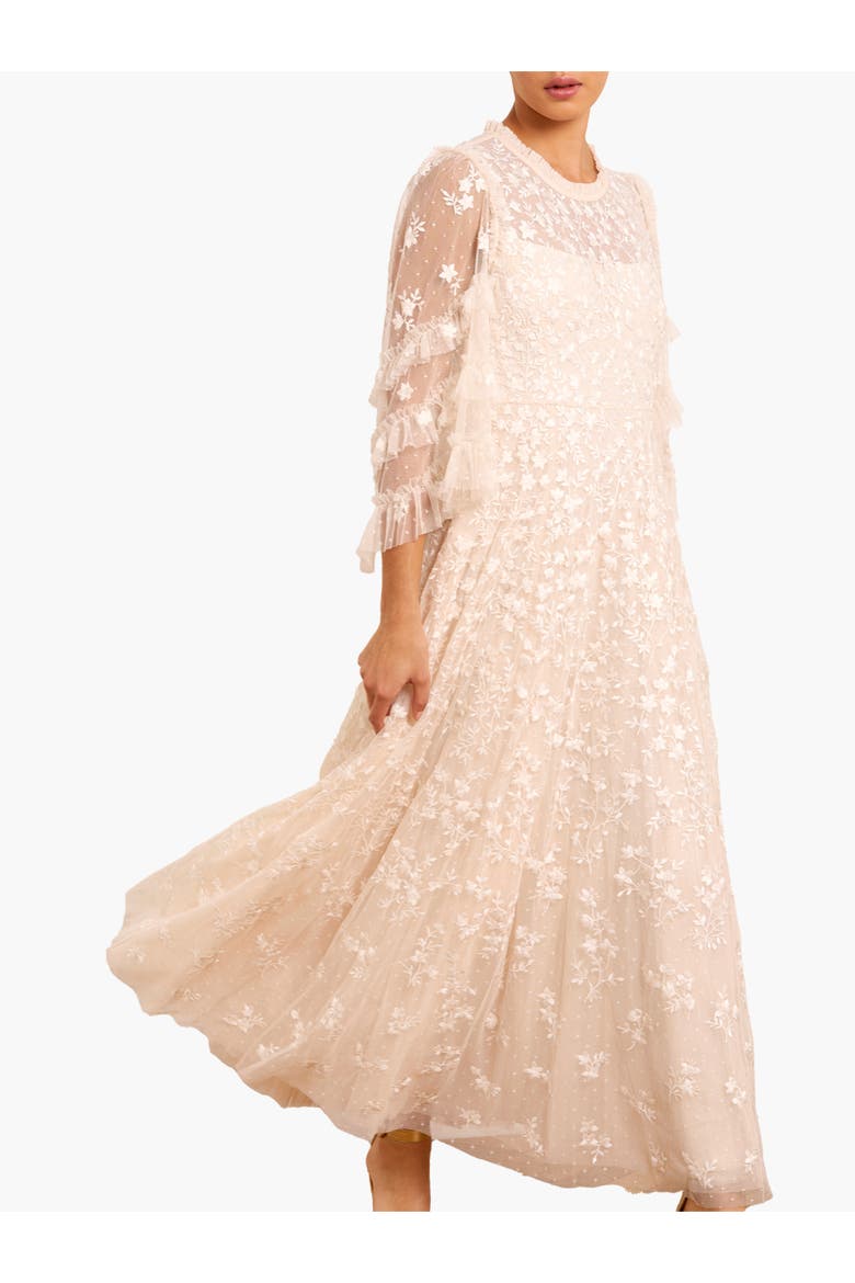 Everett Bloom Round Neck Maxi Dress, Main, color, Cream/Cream