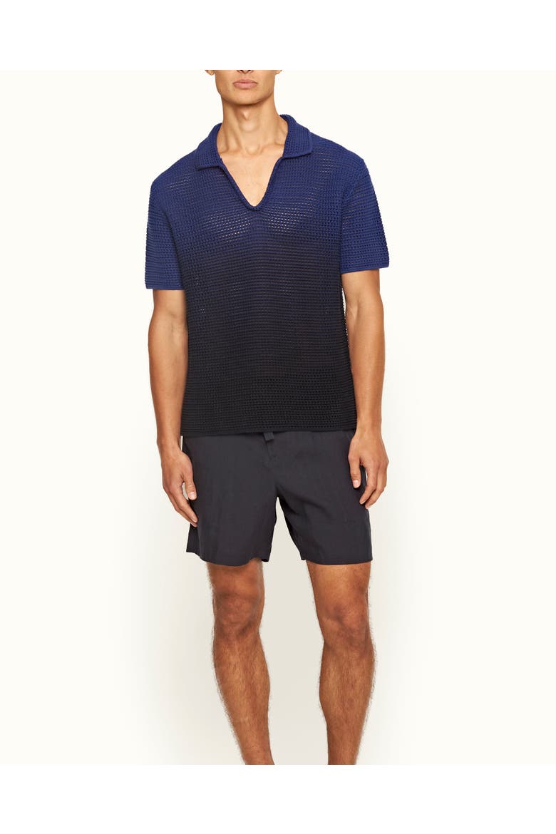 Batten Crochet Gradient Dye Polo Shirt, Main, color, River Blue/Night Iris