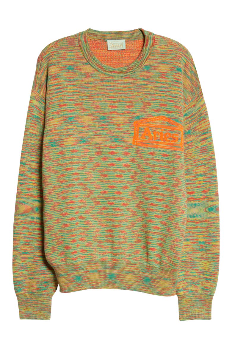 Magic Eye Temple Logo Space Dye Sweater, Alternate, color, ORANGE