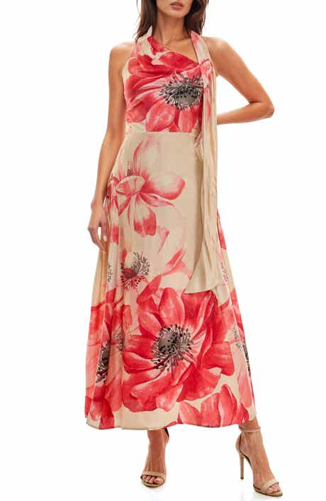Socialite Drape Satin Cocktail Maxi Dress