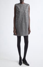 Jil Sander Beaded Sleeveless Wool Shift Minidress