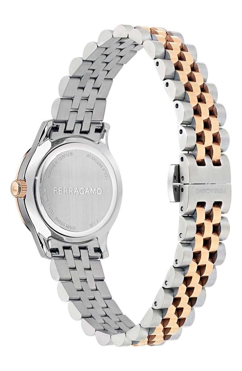 FERRAGAMO Duo Two-Tone Bracelet Watch, 28mm, Alternate, color, Ip Two Tone/White