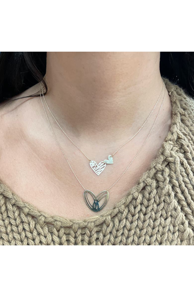 The Lovery Fine Jewelry Double Woven Heart Necklace, Alternate, color, Yellow Gold