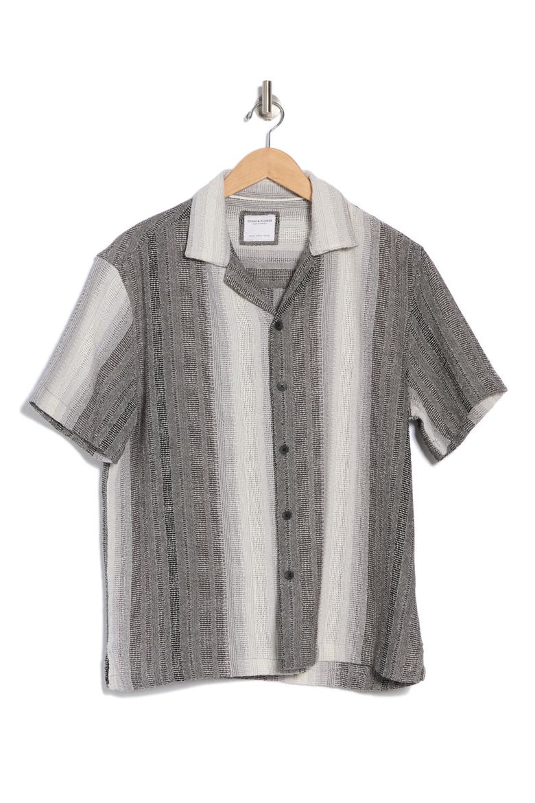Stripe Cotton Blend Camp Shirt, Alternate, color, GRAY/WHITE