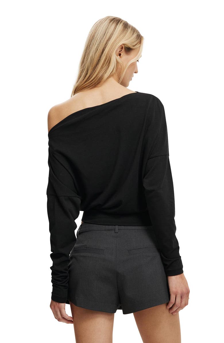 Cotton On Women's Peyton Off Shoulder Long Sleeve, Alternate, color, Black