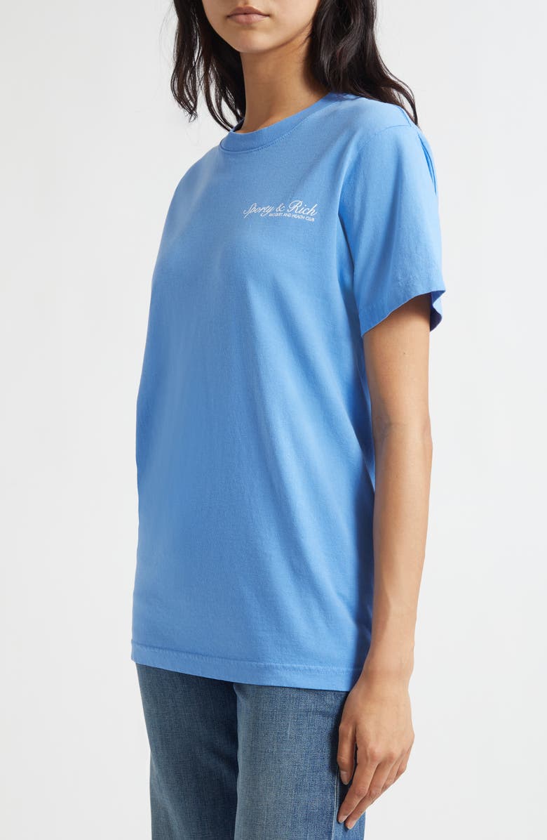 Sporty & Rich Gender Inclusive Syracuse Graphic T-Shirt, Alternate, color, Flax Blue