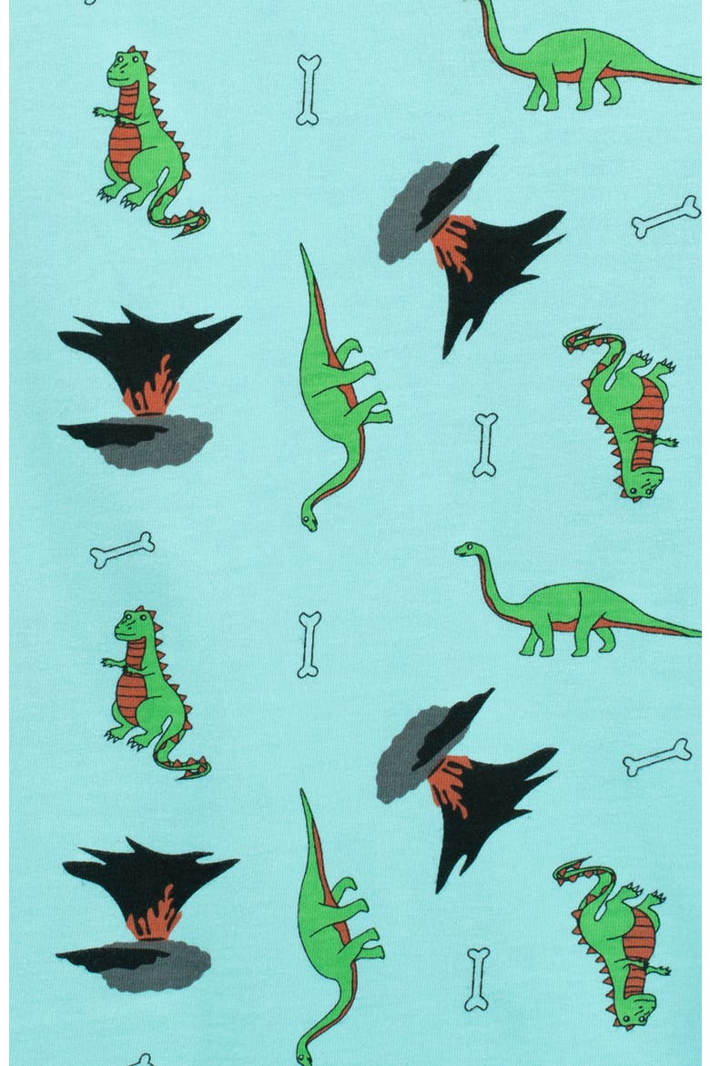 Kids Footed Printed Cotton Matching Family Pajamas, Coordinated Prints, Alternate, color, Blue Dinosaur